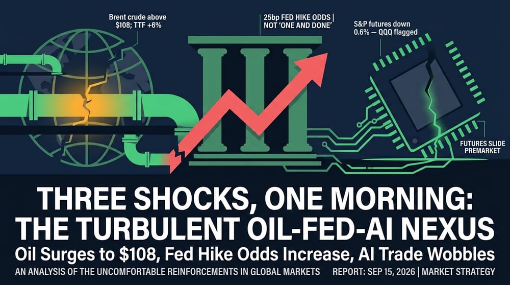 Oil pipeline, rate columns and a cracked chip — three market shocks, Sep 15 2026